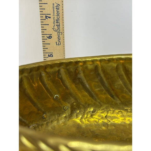 VTG PLANTER Bowl Brass Footed Grape Design Handles Oblong MCM Gold - Picture 7 of 8